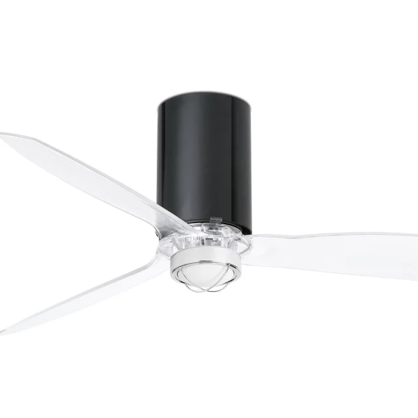 Faro Mini Tube - ventilateur de plafond avec lumière et télécommande - Ø 128 cm - 17W LED inclus - noir et transparent