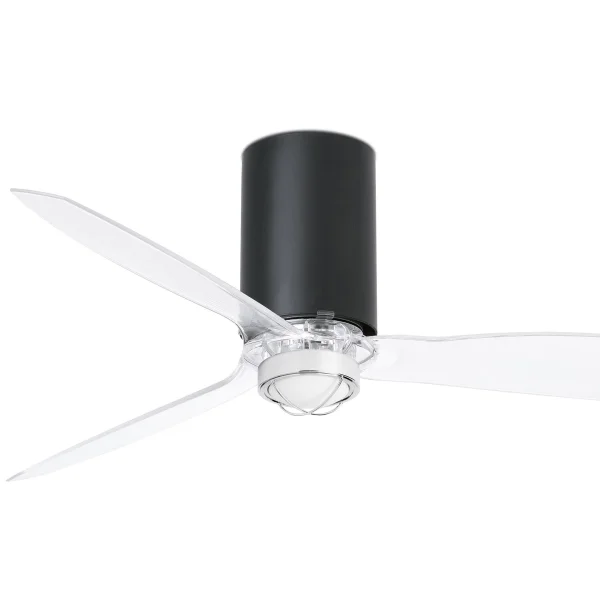 Faro Mini Tube - ventilateur de plafond avec lumière et télécommande - Ø 128 cm - 17W LED inclus - noir mat et transparent