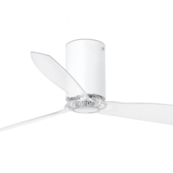 Faro Mini Tube - ventilateur de plafond avec télécommande - Ø 128 cm - blanc mat et transparent