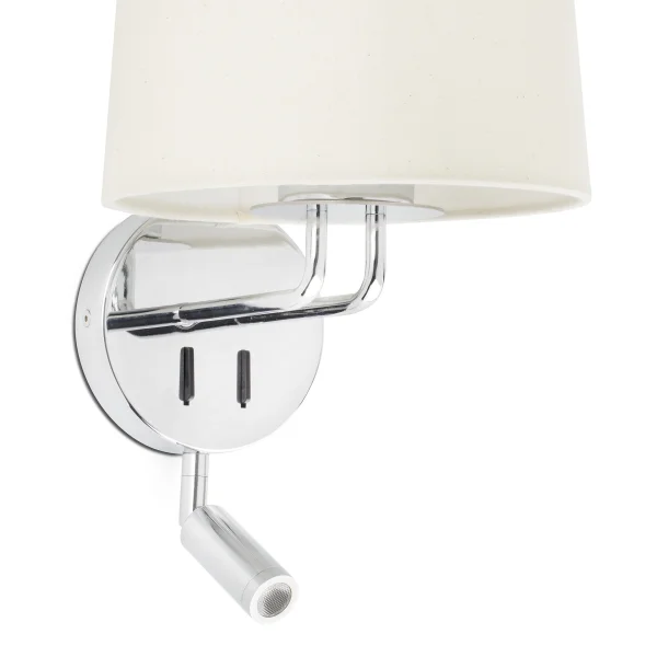 Faro Montreal - applique murale avec interrupteur - 21,5 x 19 x 39 cm - 3W LED inclus - beige et chrome