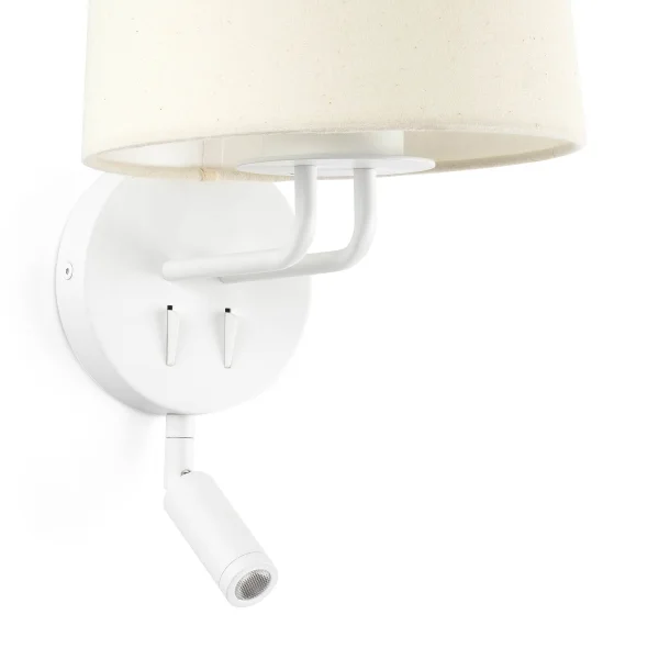 Faro Montreal - applique murale avec interrupteur - 21,5 x 19 x 39 cm - 3W LED inclus - blanc et beige