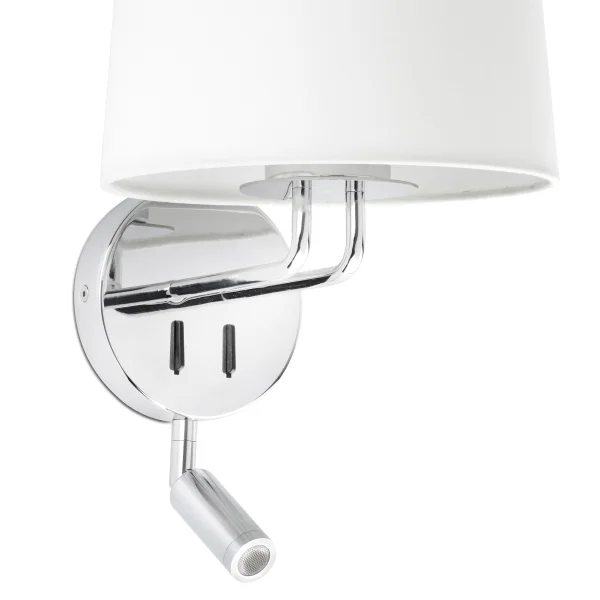 Faro Montreal - applique murale avec interrupteur - 21,5 x 19 x 39 cm - 3W LED inclus - blanc et chrome