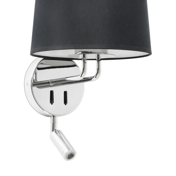 Faro Montreal - applique murale avec interrupteur - 21,5 x 19 x 39 cm - 3W LED inclus - noir et chrome