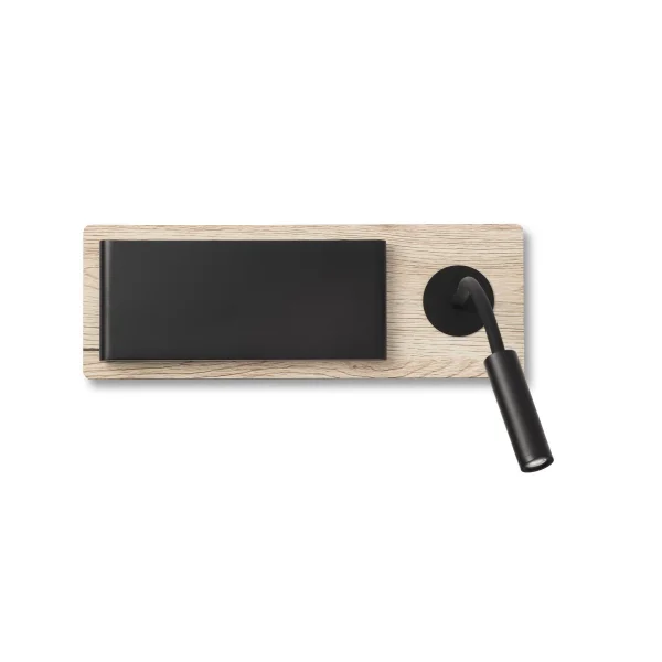Faro Mood - applique murale avec liseuse - 37 x 13 x 5 cm - 6W LED inclus - noir & bois