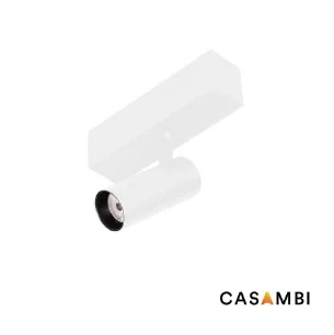Faro Neso Hole - spot pour rail magnétique - Ø 3,5 x 10 x 16,3 cm - 5W CASAMBI LED blanc chaud (2700K) dimmable inclus - 20° beam - blanc