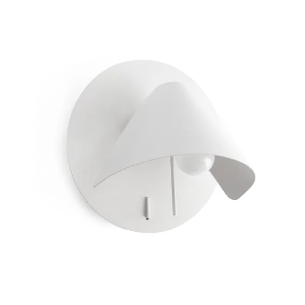 Faro Noon - applique murale avec interrupteur - Ø 21,1 x 16 cm - blanc mat