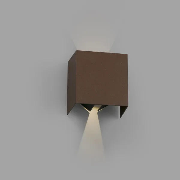 Faro Olan - applique murale - 14,5 x 14 x 10,5 cm - 6W LED inclus - IP65 - brun rouille