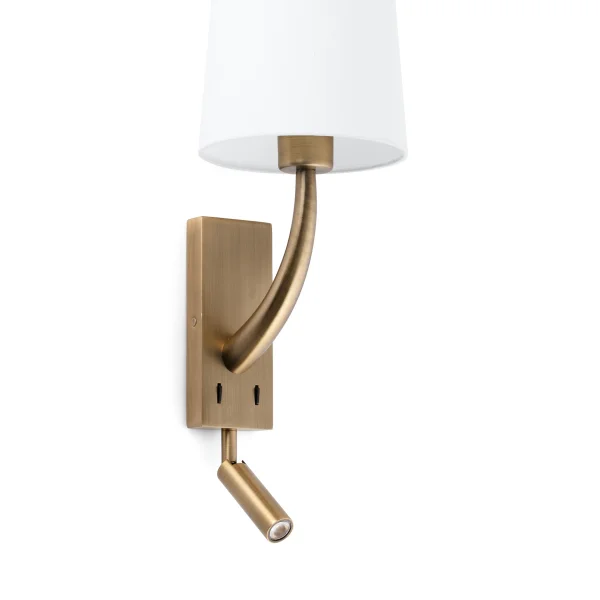 Faro Rem - applique murale avec interrupteur - 16,5 x 21 x 61 cm - 4W LED inclus - blanc et vieil or