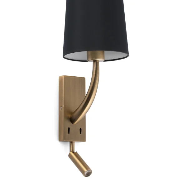 Faro Rem - applique murale avec interrupteur - 16,5 x 21 x 61 cm - 4W LED inclus - noir et vieil or
