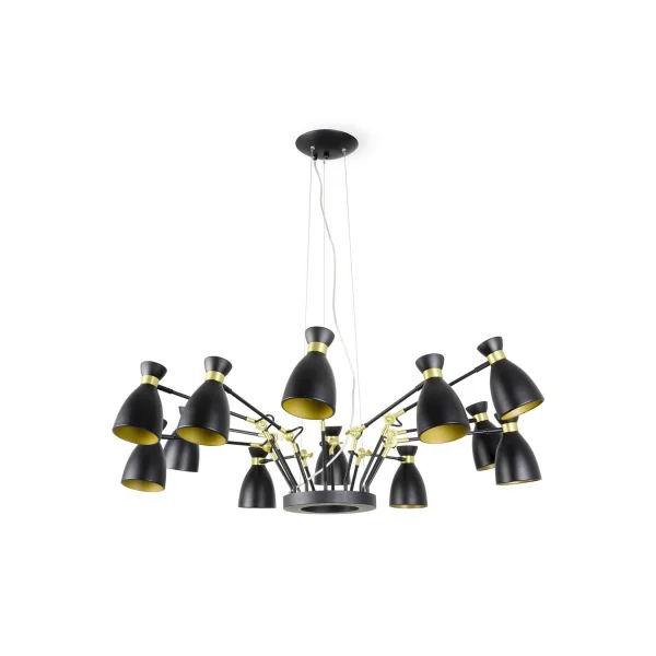 Faro Retro - lampe suspendue - Ø 132 x 45 cm - noir et or
