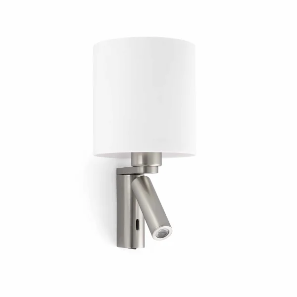 Faro Rob - applique murale avec interrupteur - 15 x 15,5 x 29,5 cm - 3W LED inclus - nickel satiné