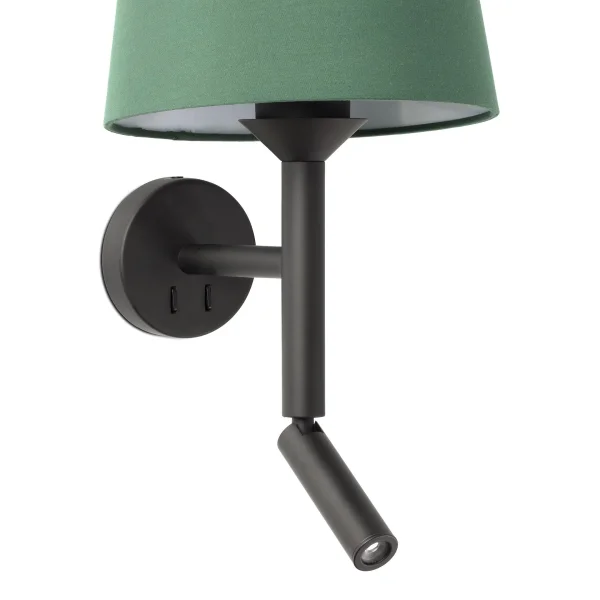 Faro Savoy - applique murale avec interrupteur - 23 x 26,5 x 49,9 cm - 3W LED inclus - vert et noir