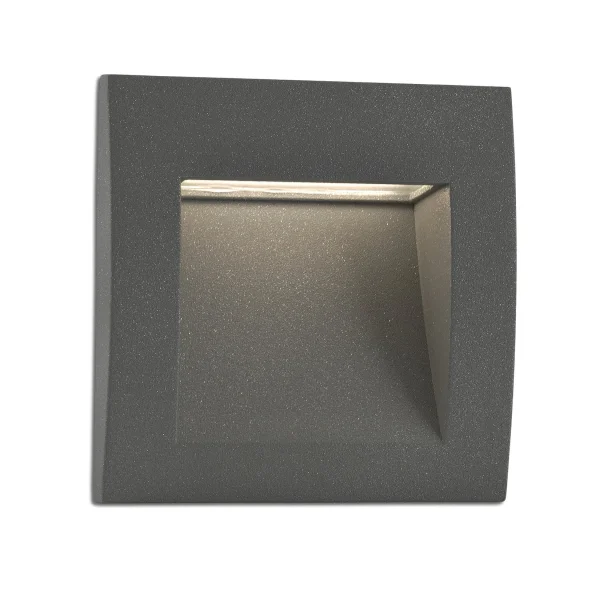 Faro Sedna - applique encastrée - 14 x 7,5 x 14 cm - 3W LED inclus - IP65 - gris foncé