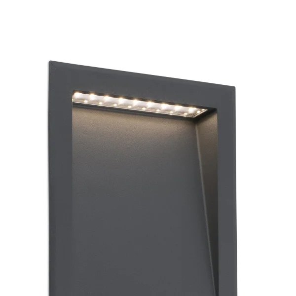 Faro Soun - applique encastrée - 19,3 x 7,3 x 23,8 cm - 8W LED inclus - IP65 - gris foncé