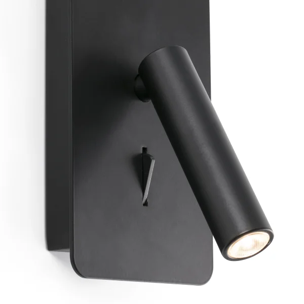 Faro Suau - applique murale avec interrupteur - 9,5 x 14 x 17 cm - 3W LED inclus - noir mat