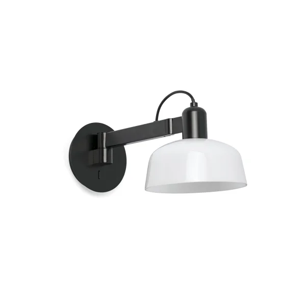 Faro Tatawin - applique - Ø 18,4 x 38 x 15 cm - noir satiné et blanc brillant