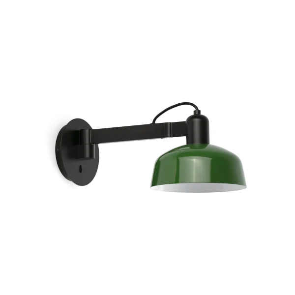 Faro Tatawin - applique - Ø 18,4 x 38 x 15 cm - noir satiné et vert brillant