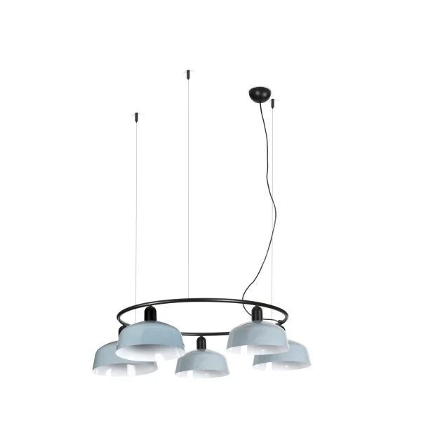 Faro Tatawin M - suspension - Ø 96,6 x 100 x 210 cm - noir satiné et bleu grisâtre brillant