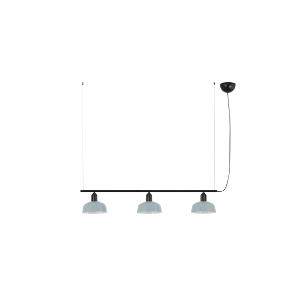 Faro Tatawin S - suspension - 100 x 18,4 x 210 cm - noir satiné et bleu grisâtre brillant
