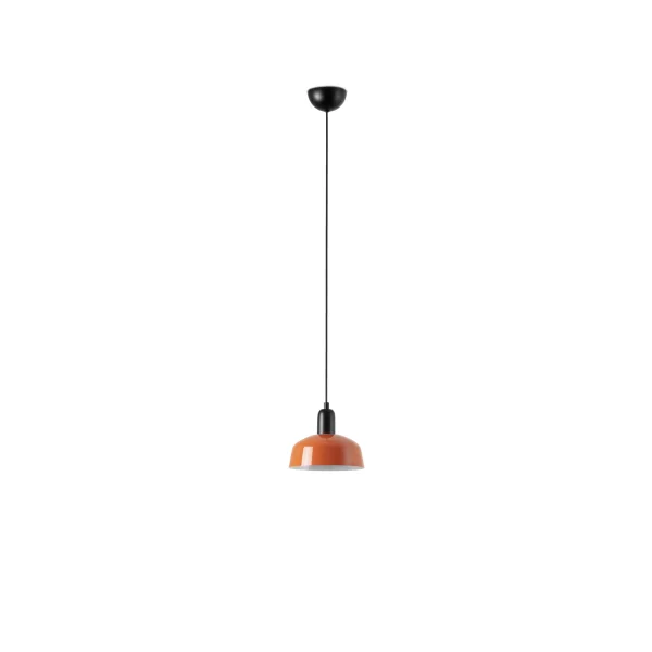 Faro Tatawin S - suspension - Ø 18,4 x 208,1 cm - noir satiné et orange rougeâtre brillant