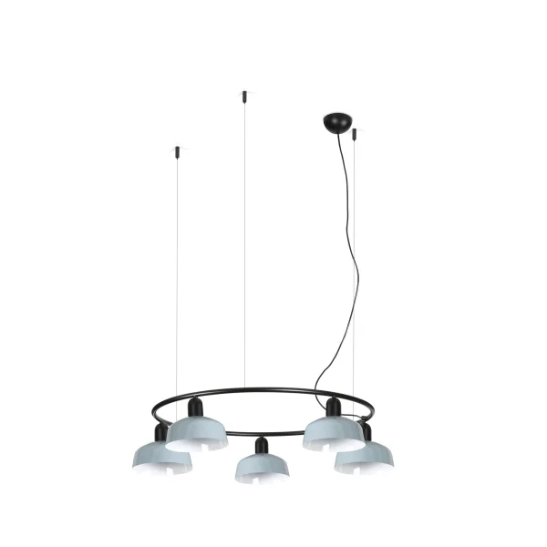 Faro Tatawin S - suspension - Ø 90 x 100 x 210 cm - noir satiné et bleu grisâtre brillant