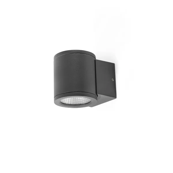 Faro Tond - Applique d'extérieur - Ø 8 x 9,5 x 10 cm - 6W LED inclus 3000K - IP54 - gris foncé