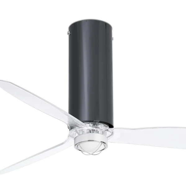 Faro Tube - ventilateur de plafond avec lumière et télécommande - Ø 128 cm - 17W LED inclus - noir et transparent