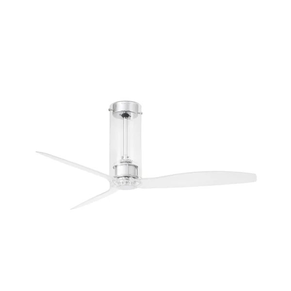 Faro Tube - ventilateur de plafond avec télécommande - Ø 128 cm - chromé et transparent
