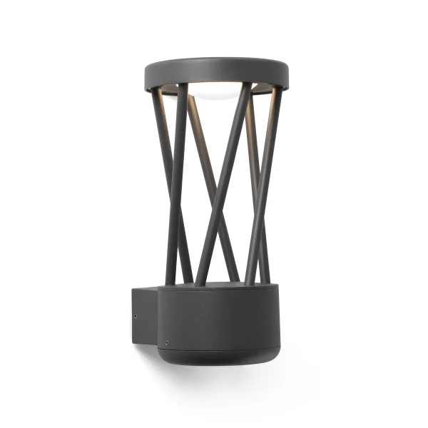 Faro Twist - applique murale - 14 x 15 x 30 cm - 10W LED inclus - IP65 - gris foncé