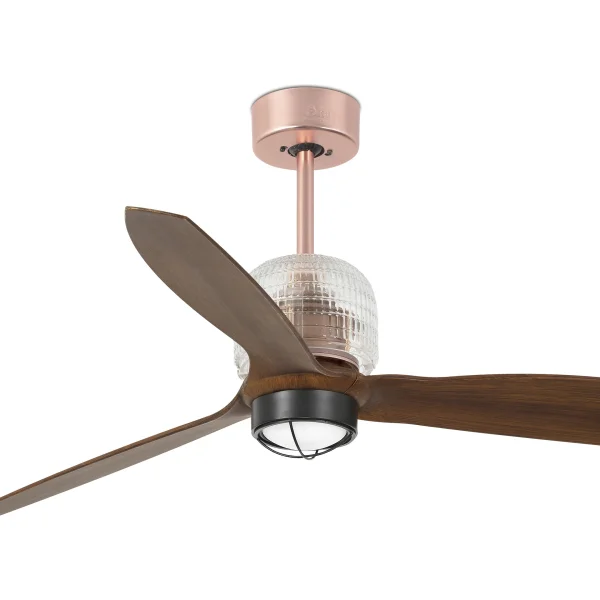 Faro ventilateur deco - ventilateur de plafond avec lumière et télécommande - Ø 128 cm - 17W LED inclus - brun foncé et cuivre