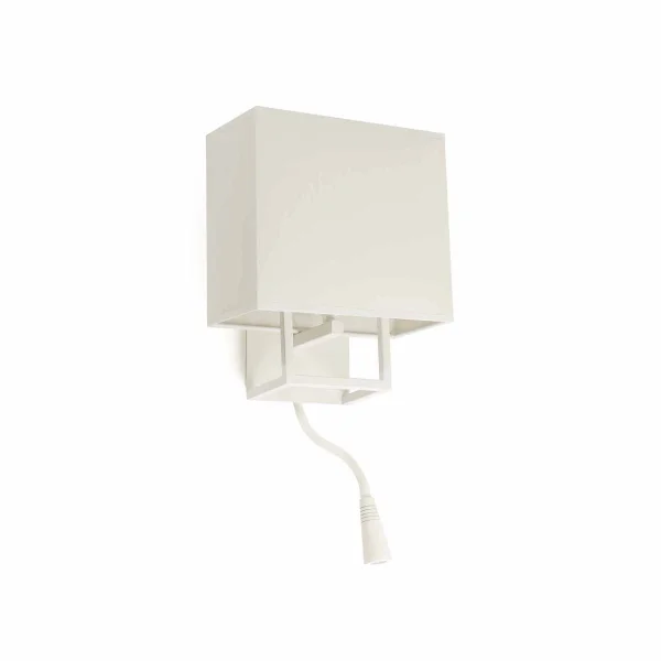 Faro Vesper - applique murale avec interrupteur - 22 x 15 x 45 cm - 1W LED incl. - blanc et beige