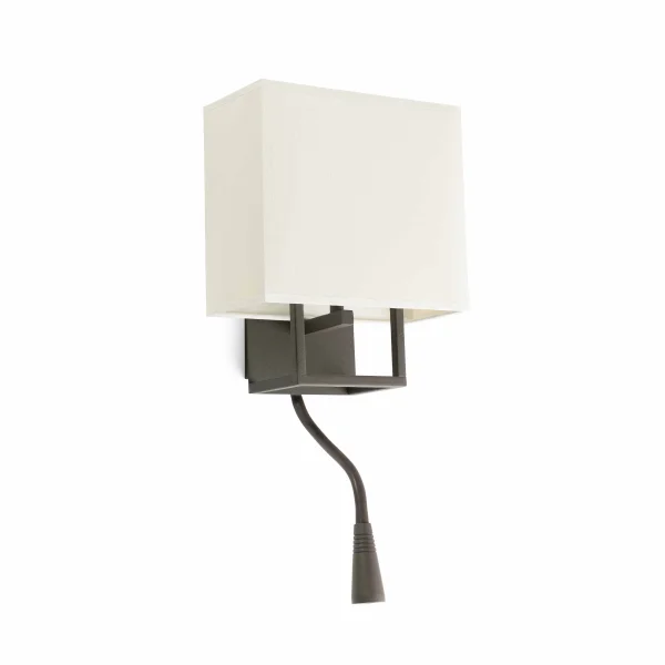 Faro Vesper - applique murale avec interrupteur - 22 x 15 x 45 cm - 1W LED incl. - brun et beige
