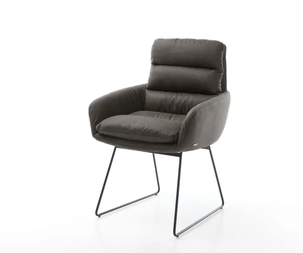 Fauteuil Abelia-Flex avec accoudoirs anthracite vintage cadre patin noir