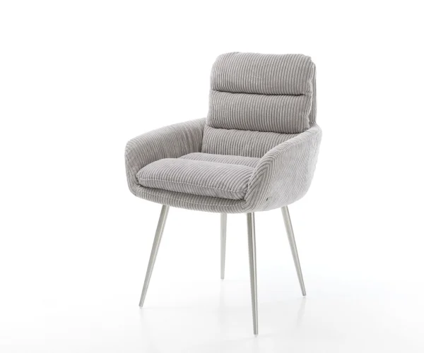 Fauteuil Abelia-Flex avec accoudoirs corde gris argenté 4-pieds conique acier inoxydable