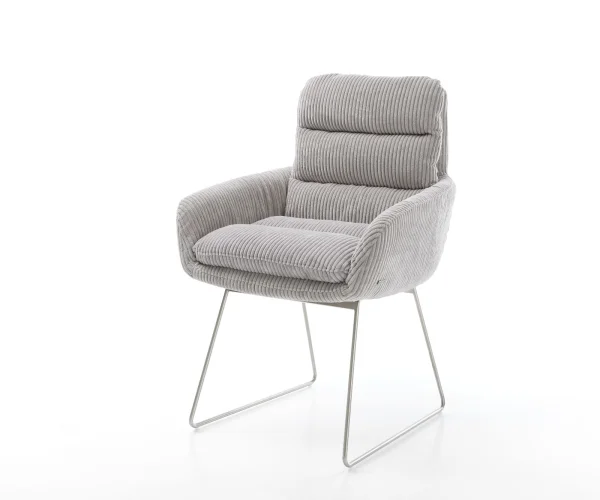 Fauteuil Abelia-Flex avec accoudoirs corde gris argenté cadre patin acier inoxydable