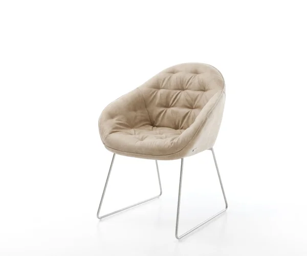 Fauteuil Gaio-Flex beige vintage cadre patin acier inoxydable