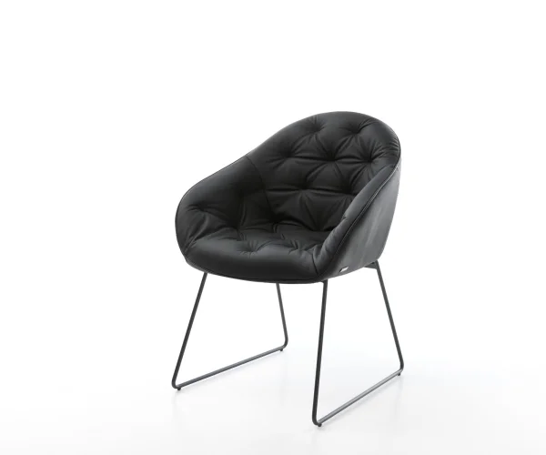 Fauteuil Gaio-Flex cuir véritable noir cadre patin noir