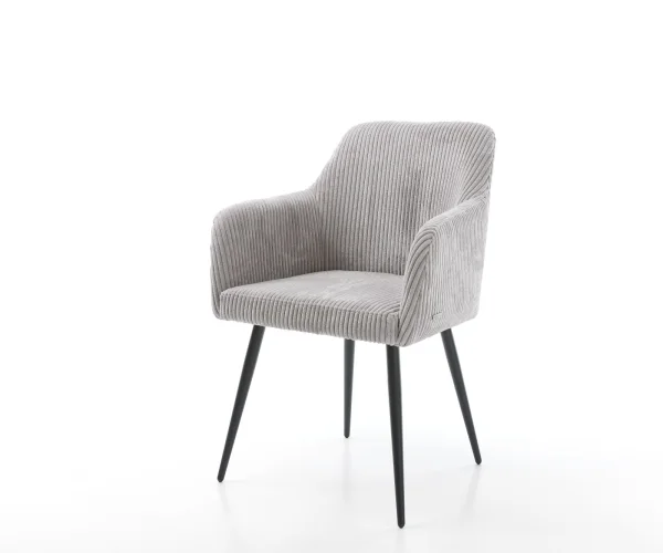 Fauteuil Greg-Flex corde gris argenté 4-pieds conique noir