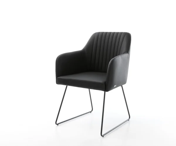 Fauteuil Greg-Flex cuir véritable noir cadre patin noir