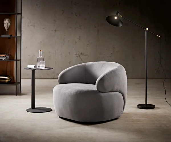 Fauteuil-lounge Nova 88x88 cm microfibre gris