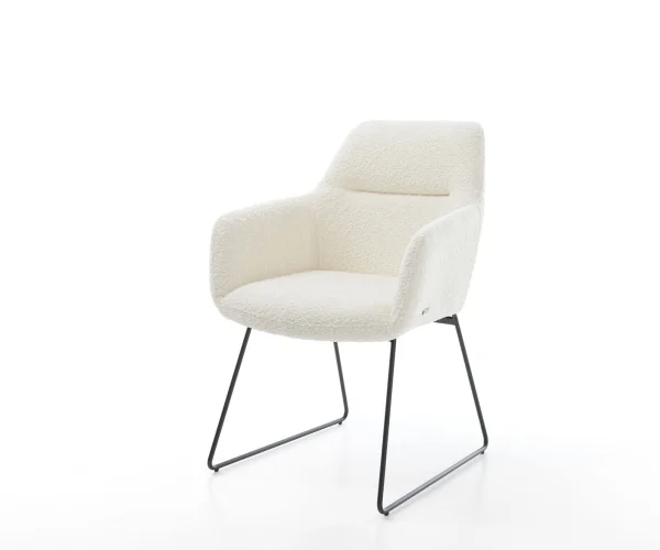 Fauteuil Pejo-Flex bouclé blanc cadre patin noir