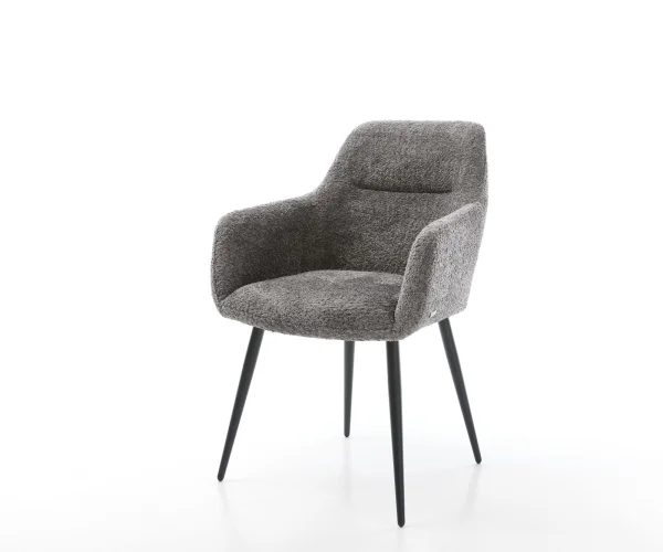 Fauteuil Pejo-Flex bouclé gris 4-pieds conique noir