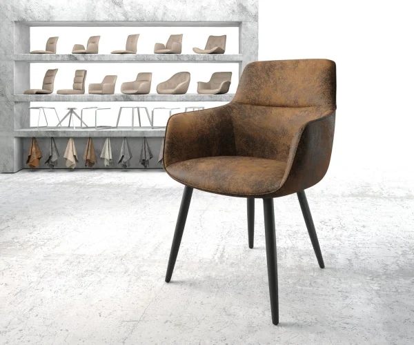 Fauteuil Pejo-Flex brun antique 4-pieds conique noir