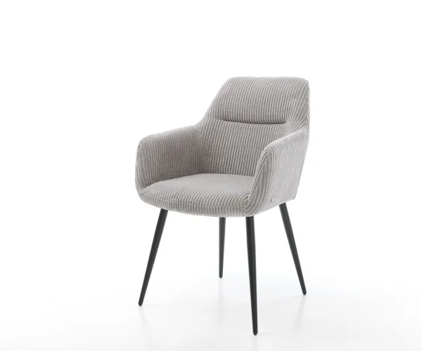 Fauteuil Pejo-Flex corde gris argenté 4-pieds conique noir