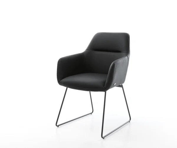 Fauteuil Pejo-Flex cuir véritable noir cadre patin noir