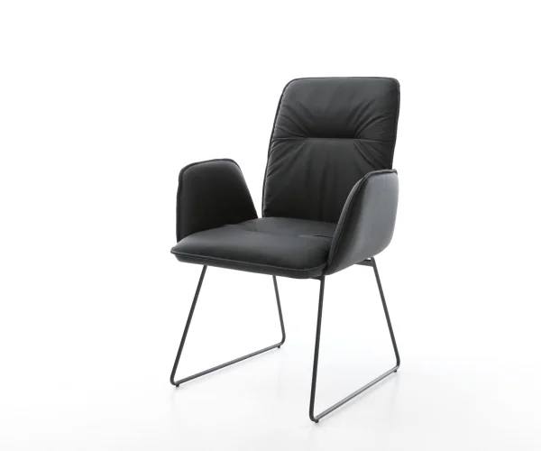 Fauteuil Vinja-Flex cuir véritable noir cadre patin noir