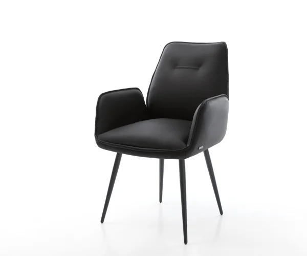 Fauteuil Zoa-Flex cuir véritable noir 4-pieds conique noir