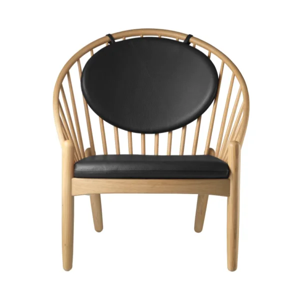 FDB Møbler Chaise J166 Jørna Oak nature lacquered-black leather