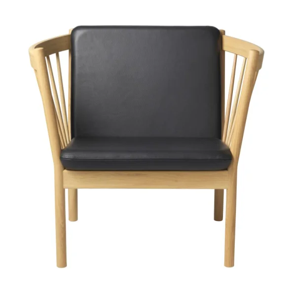 FDB Møbler Fauteuil J146 Oak nature lacquered-black leather