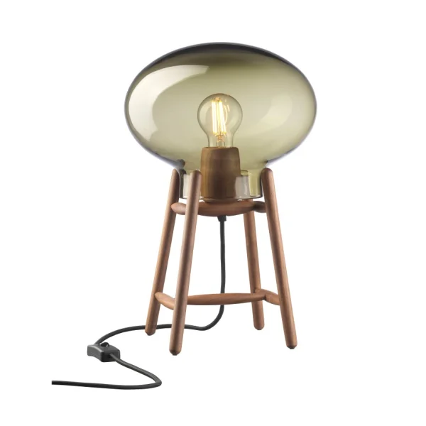 FDB Møbler Lampe de table U4 Hiti Smoked glass-walnut nature lacquered